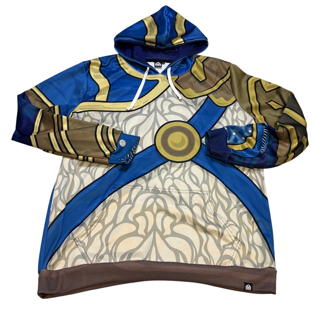 Into The AM Smite Video Game Hoodie XL Blue Gold All Over Print Cosplay Khepri